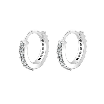 Stainless Steel Minimal Hoop Crystal Zirconia Small Huggie Thin Cartilage Helix Piercing 1Pair Earring