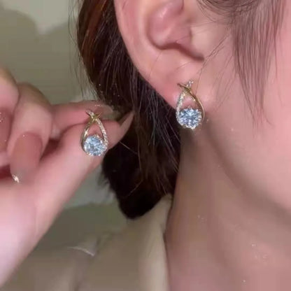 High-sense Korean Trend Elegant Pave Zircon Geometric Square Hot Earring