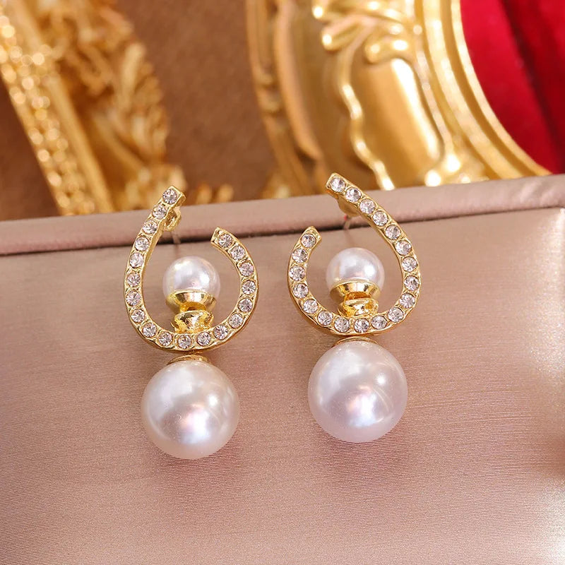 New Exquisite Bow Pearl Pendant Versatile Elegant Korean Earring