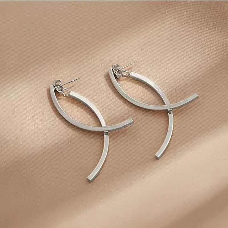 Design Glossy Fish Shape Creative Cross Long Tassel New Earring