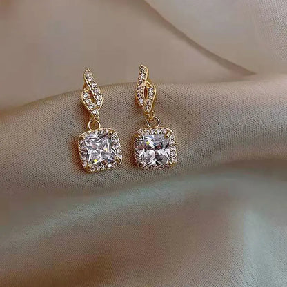 Square White Zircon Personality Fashion Daily Wear Party New Earring