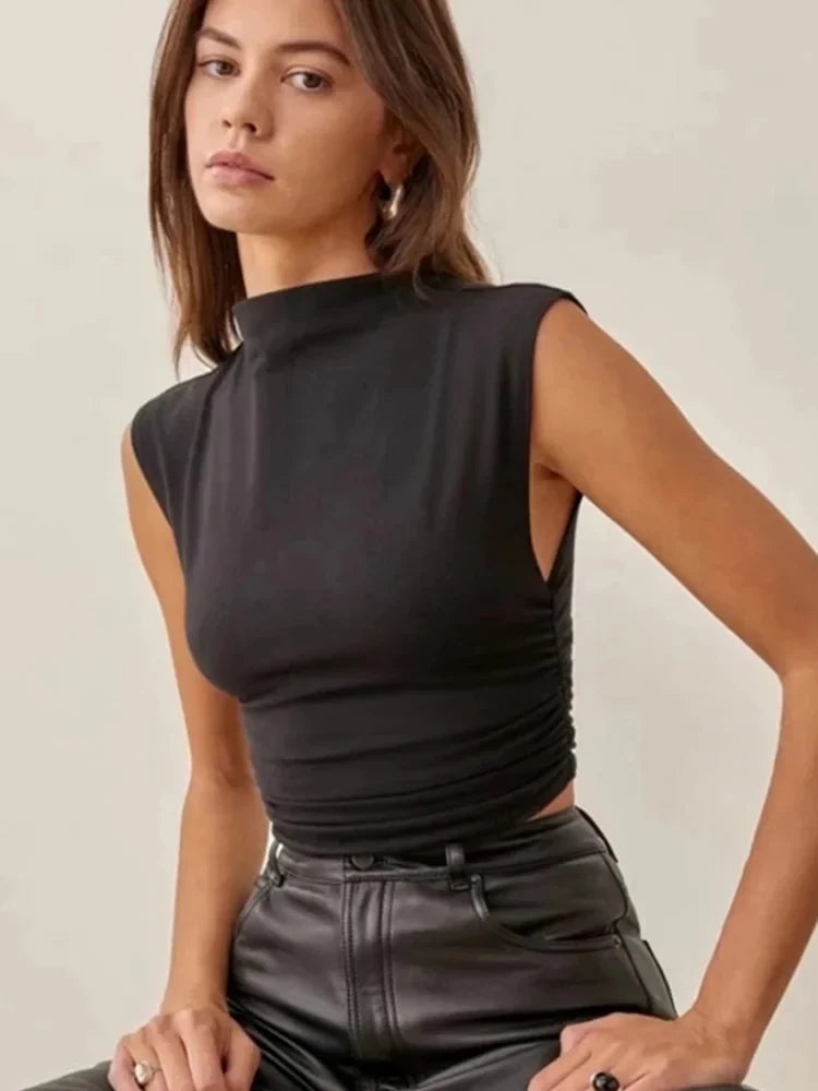 Black Turtleneck Crop Top