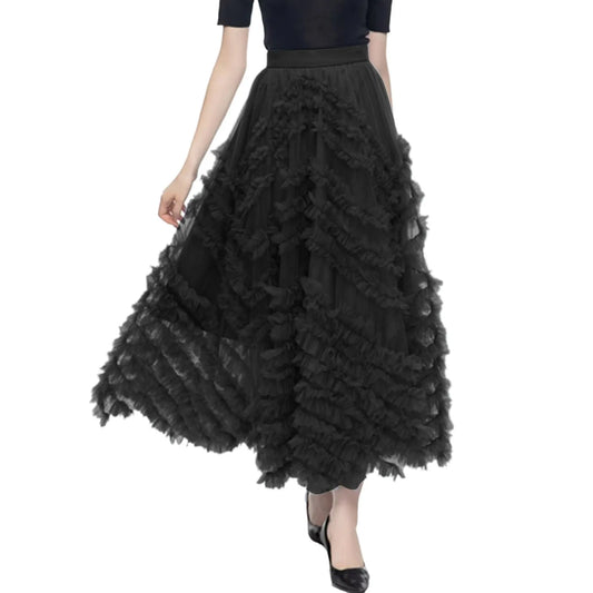 Fashion Irregular Elegant Style High Waist Cocktail Party Wedding Flared A Line Midi Women's Skirt