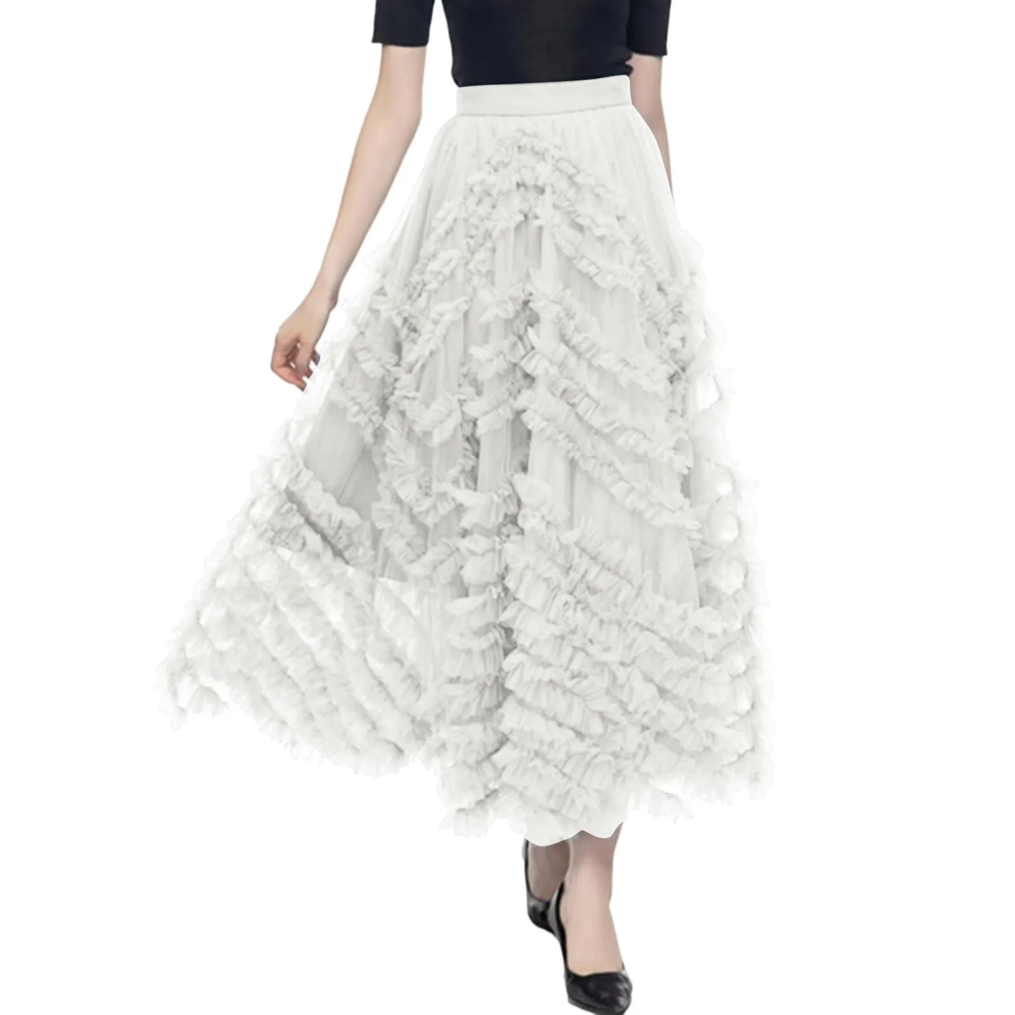 Fashion Irregular Elegant Style High Waist Cocktail Party Wedding Flared A Line Midi Women's Skirt