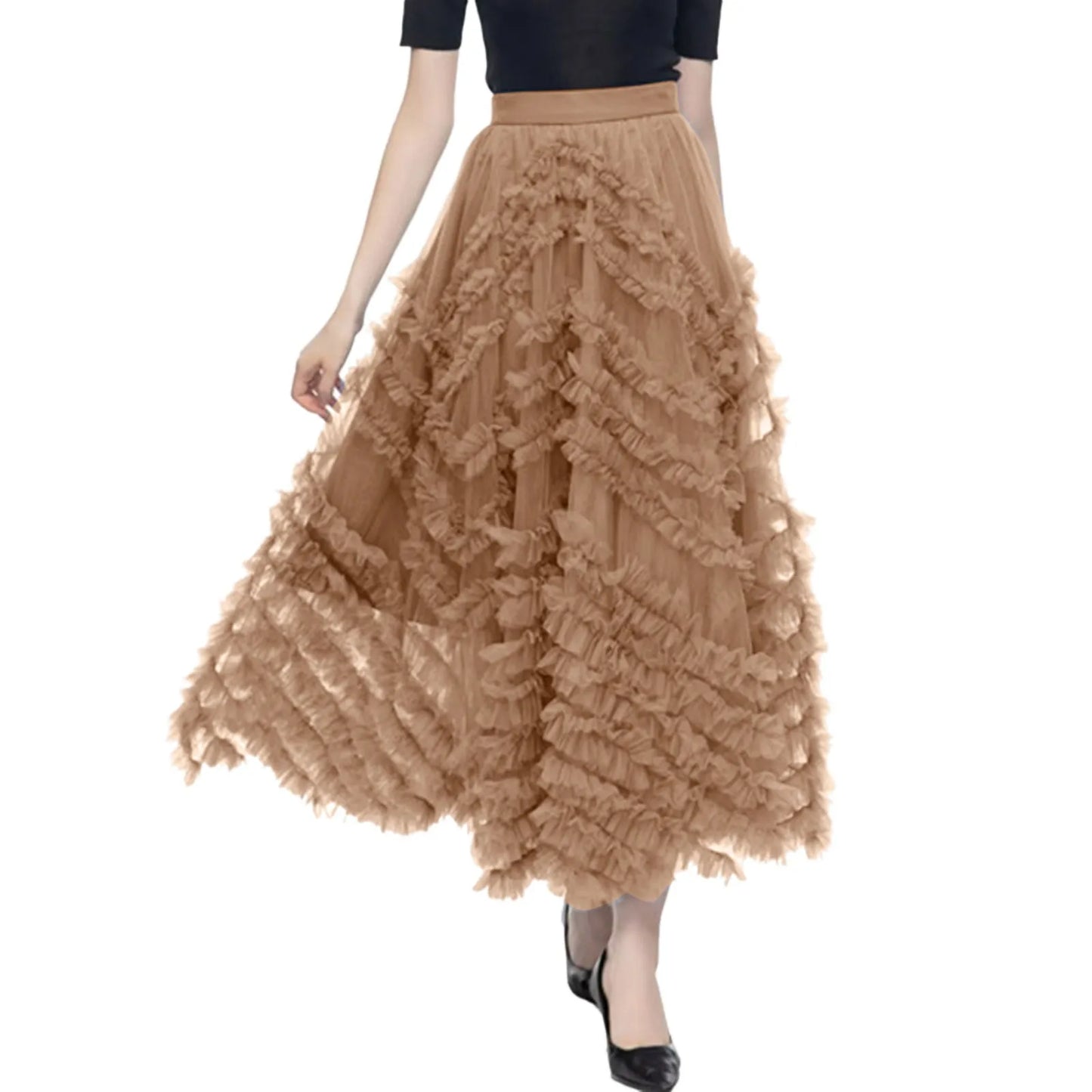 Fashion Irregular Elegant Style High Waist Cocktail Party Wedding Flared A Line Midi Women's Skirt