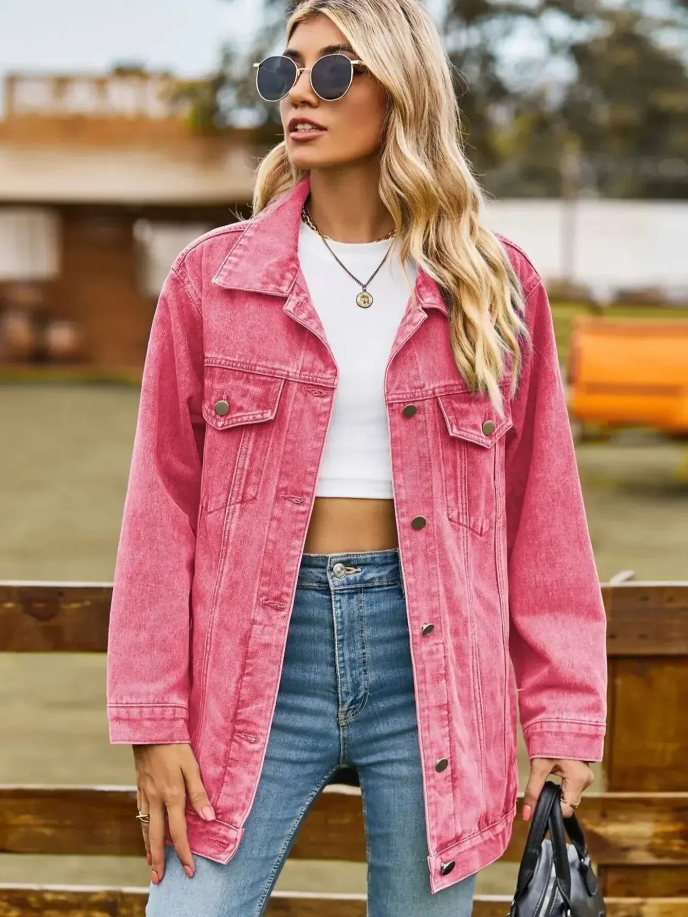 Classic Denim Jacket Women Fashion Loose Mid Length Jeans Casual Female Coat