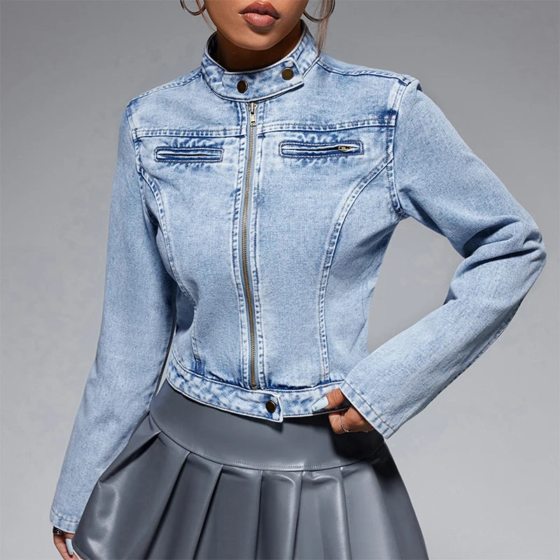 Jean Button Down Long Sleeve Denim With Pockets Jacket