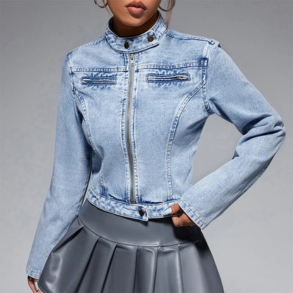 Jean Button Down Long Sleeve Denim With Pockets Jacket