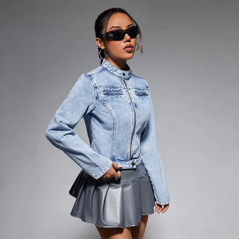 Jean Button Down Long Sleeve Denim With Pockets Jacket