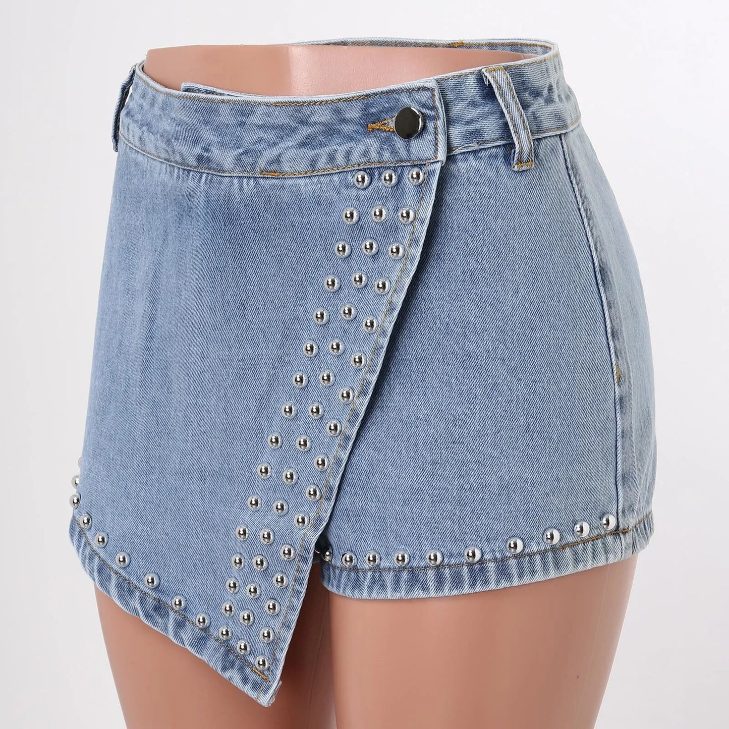 Women Fashion Denim Skort Rave Street Wrap Irregular Skinny Shorts Summer Jeans Skirt