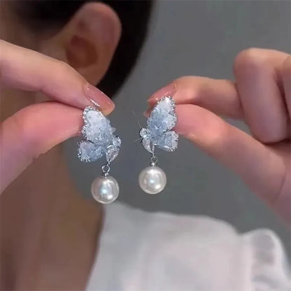 New Arrival Light Luxury Elegant Flower Butterfly Crystal Fashion Sweet Metal Gifts 2024 Earring