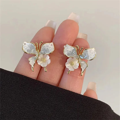 New Arrival Light Luxury Elegant Flower Butterfly Crystal Fashion Sweet Metal Gifts 2024 Earring