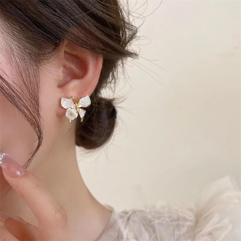 New Arrival Light Luxury Elegant Flower Butterfly Crystal Fashion Sweet Metal Gifts 2024 Earring