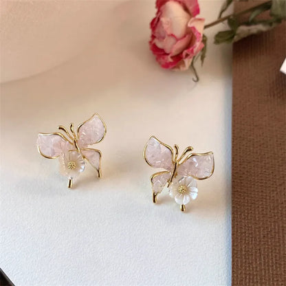 New Arrival Light Luxury Elegant Flower Butterfly Crystal Fashion Sweet Metal Gifts 2024 Earring