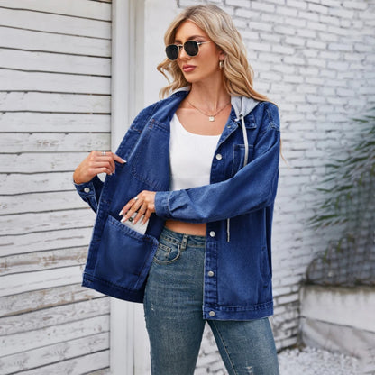 Womens Autumn Spring Oversized Denim Casual Long Distressed Boyfriend Comfy Jacket