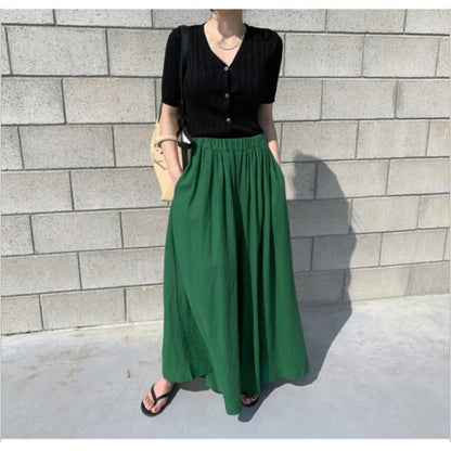 Casual Long Skirts Women Denim Skirt Streetwear High Waisted Jeans Maxi Mujer Spring Summer Skirt