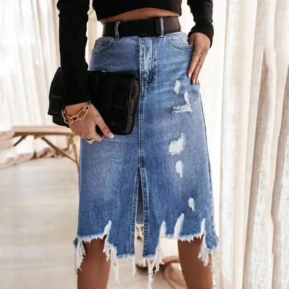 Women Denim Irregular Pleated Mini Fashion Streetwear Girl Vintage Skirt