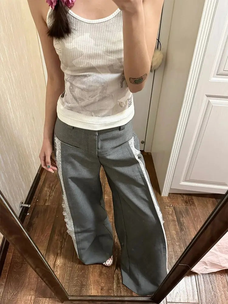 Women Y2k Baggy High Waist Wide Leg Trousers Oversize Office Harajuku Pants