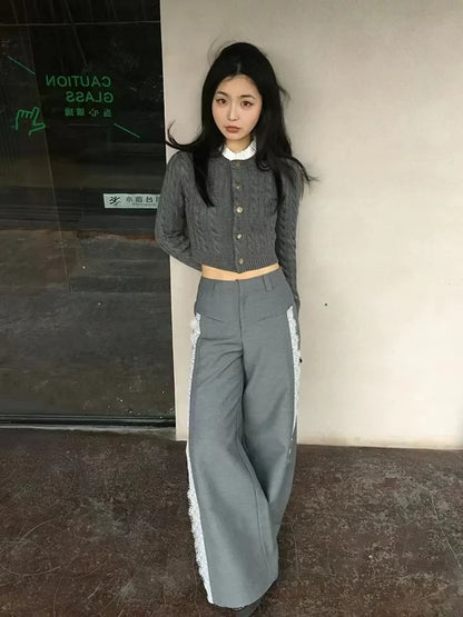 Women Y2k Baggy High Waist Wide Leg Trousers Oversize Office Harajuku Pants