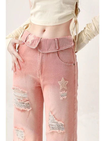 Women Low Waist Boot Cut Female Fashion Retro Denim Pants