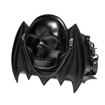 Alternative Shaped Chain Metal Skull Wing Gothic Fashion Bat Shoulder Bag