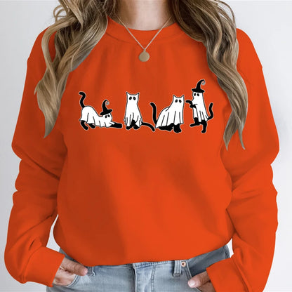 Autumn Ghost Cat Charming Graphic Comfortable Hoodie