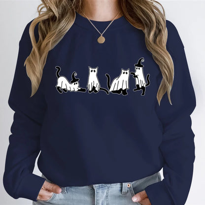 Autumn Ghost Cat Charming Graphic Comfortable Hoodie