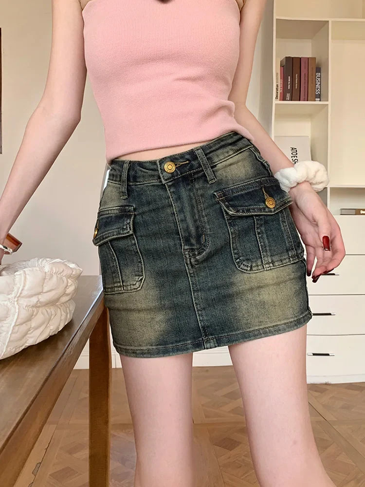 Retro Street Denim Casual Mini Skirt