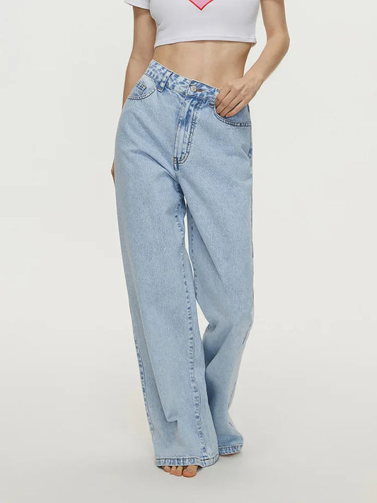 Vintage High Waisted Women Streetwear Wide Denim Fashion Y2k Casual 2024 Jeans
