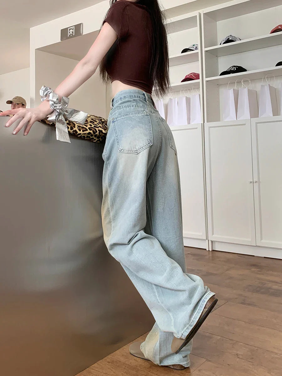 Straight Women's Streetwear High Waist Casual Y2k Baggy Wide-Leg Jeans