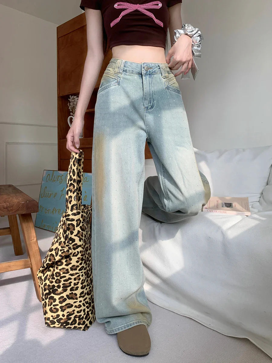 Straight Women's Streetwear High Waist Casual Y2k Baggy Wide-Leg Jeans