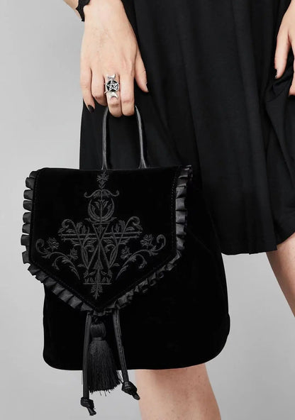 Black Rock Harajuku Magic Gothic Witch Velvet Embroidery Shoulder Dark Punk Bag