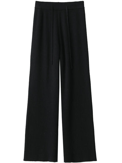 Summer Cotton Linen Wide Leg Full Length Casual Solid Loose High Waist Pants