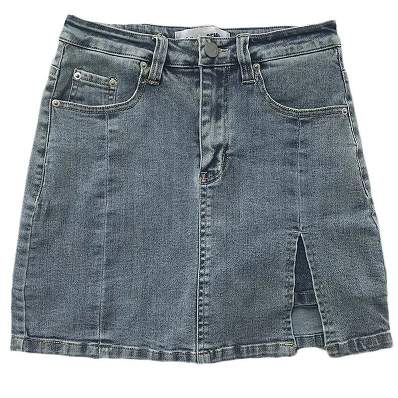 Female 2024 Summer New High Waist Small A Word Package Hip Skirt Half-Body Elastic Skirt Jeans