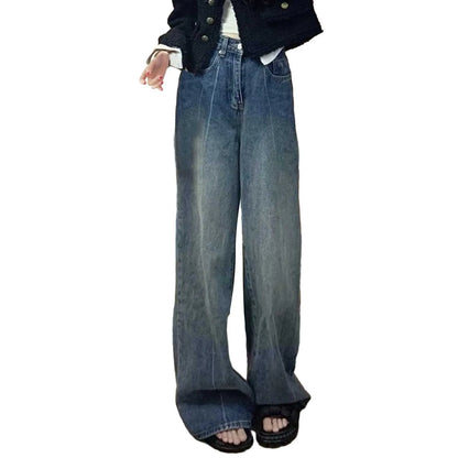 Girl Gothic Streetwear Jeans Wide Leg Women Baggy Trousers High Waist Suitable Vintage Denim E Pants