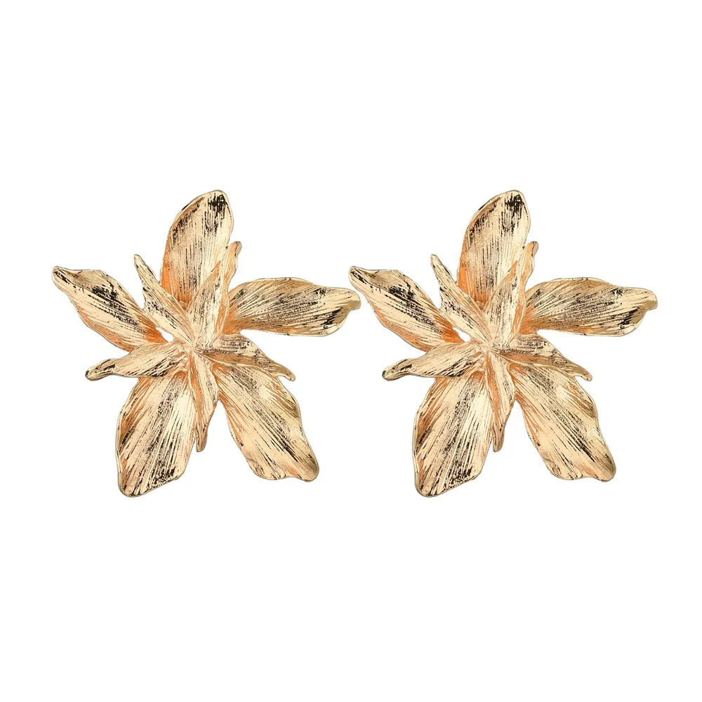 Big Flower Trendy Metal Floral Party Pendientes Elegance Earring