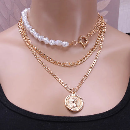 Women Pearl Clavicle Chain Multilayer Glamour Jewelry Elegant Necklace