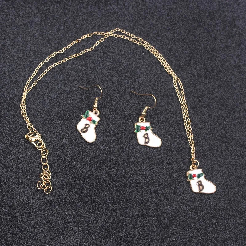 For Santa Chain Pendants Tree Charms Women Socks Claus Necklace