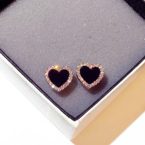 Enamel Heart Summer Black Wedding Gift Engagement Earring