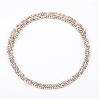 European Wild Crystal Rhinestone Chokers Flash Clavicle Thin Long Party Necklake