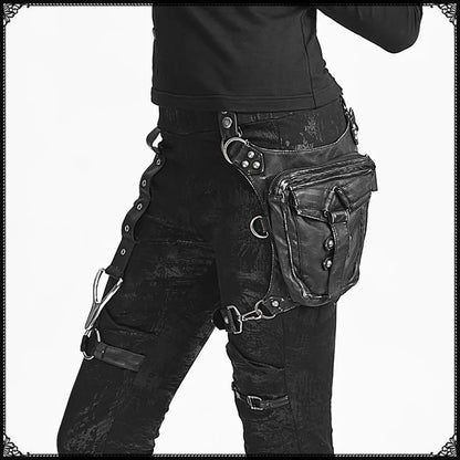 Leather Punk Thigh Retro Gothic Women Waist Shoulder Messenger Steam Bag