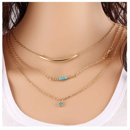 Fashion New Multilayer Blue Statement Women Jewelry Choker Girl Necklake