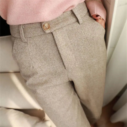 Fashion Office Wear High Waist Casual Harem Pencil Trousers Autumn Winter Pants