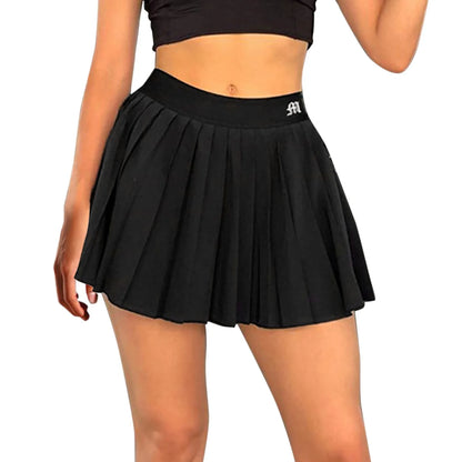 And Golf Balls Mini Pleated Skirt Elastic Waist White Sports Y2K Solid Sexy Tennis Skirt