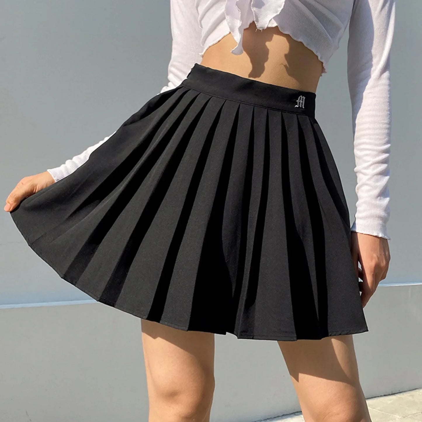 And Golf Balls Mini Pleated Skirt Elastic Waist White Sports Y2K Solid Sexy Tennis Skirt