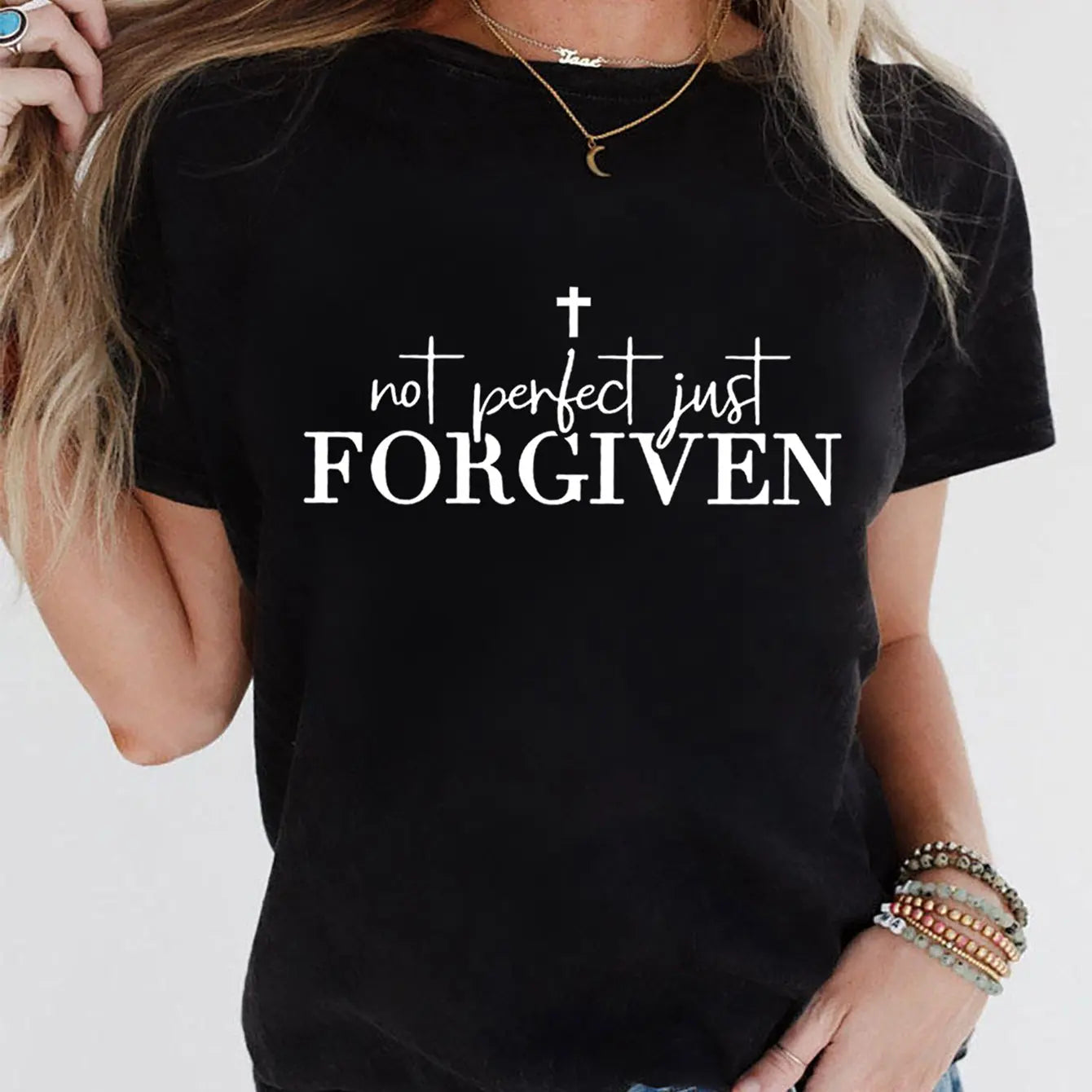 Forgiven Faith Sleeve Casual Women's Top T-Shirt