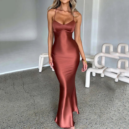 Evening Satin Summer Club Maxi Women Sexy Strapless Party Dress Dress