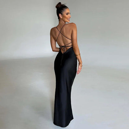 Evening Satin Summer Club Maxi Women Sexy Strapless Party Dress Dress