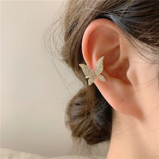 Gold Sparkling Crystal Zircon Wedding Ear Cuff Clip Earring