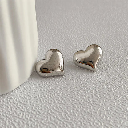 Gold Color Smooth Surface Love Heart Shaped Fashion Bridal Jewelry Earring